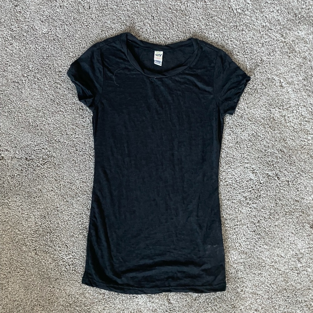 Girls See-through Black Floral Shirt